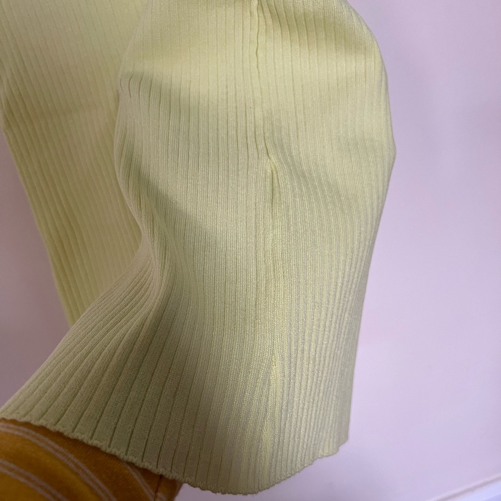 Zara Women Yellow Green Ribbed Knit Dress w/ Crop Button Down Top Cardigan Small - Picture 10 of 17